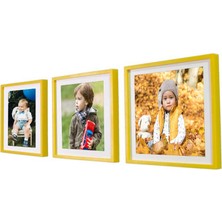 Best Hediye Yapışan Sök Tak Kare Çerçeve  sarı 3 lü Paket