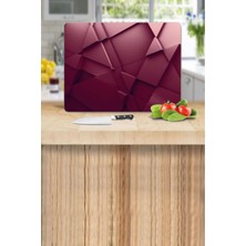 30X40 cm Cam Kesme Tahtası Kırmızı Üçgen Desenli