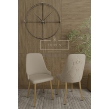 Nil Serisi Lak Panel Mdf Beyaz Mermer Desen Masan 90 x 168 Gold Ayak Masa Takımı 6 Adet Sandalyeli
