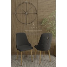 Nef Serisi Lak Panel Mdf Antrasit Renk Masa 90 x 168 Gold Ayak Masa Takımı 6 Adet  Sandalye