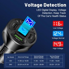 Zuidid LED Dijital Ekranlı 2 USB + 2 Type C Portlu Hızlı Araç Şarjı -Beyaz