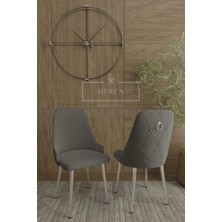 Nef Serisi Lak Panel Mdf Antrasit Renk Masa 90 x 168Krom Metal Ayak Masa Takımı 6 Adet Sandalye