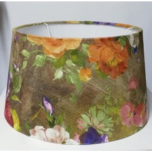 Gül Desenli Büyük Abajur Başlığı 40 Çap