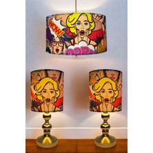 Kumaş Model Sarkıt Avize Gece ve Masa Lambası Takımı