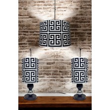 Kumaş Model Sarkıt Avize Gece ve Masa Lambası Takımı