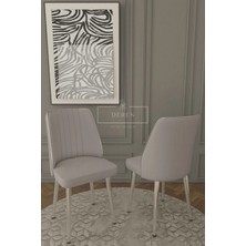 Nex Serisi Mdf Lak Masa 90X168 Gümüş Metal Ayak 6 Adet A Baby Face Silinebilir Kumaş Sandalye
