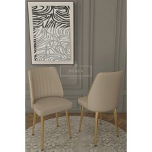 Nex Serisi Mdf Lak Masa 90X168 Gold Metal Ayak 6 Adet  Baby Face Silinebilir Kumaş Sandalye