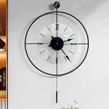 Siyah Istanbul Luxe Şeffaf Cam Orta Boy 50 x 75 cm Modern Dekoratif Sarkaçlı Duvar Saati