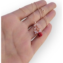 Modahilye 925 Ayar Gümüş Gül Tasarım Rose Gold Kolye