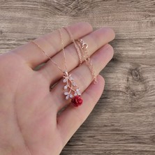 Modahilye 925 Ayar Gümüş Gül Tasarım Rose Gold Kolye