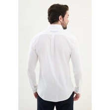 Desenli Slim Fit Uzun Kollu Keten Erkek Gömlek