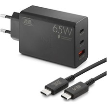 Galaxy Z5 Uyumlu 65W Usb+Pd+Pd Girişli Süper Fast Type-C Şarj Aleti + Kablo ( Orginal Subzero)