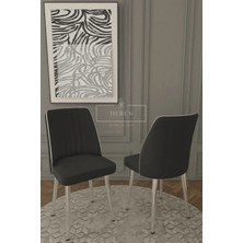 Parla Gümüs Serisi 80 x 130 Mdf Açılabilir Masa + 6 Adet Silinebilir Kumaş  Sandalye Metal Ayak Masa Takımı