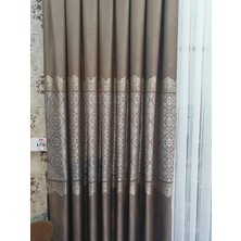 Brilant Şehzade Pano Fon Perde Kahverengi-Vizyon-Koyukahve 1/3 Sık Pile ( Tek Kanat ) Braçöl Hediye