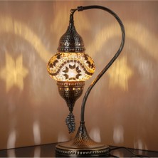 Otantik Türk Lambası,  Türk Fas Mozaik Masa Başucu Lambası, %100 El Işi, Deveboynu 40CM