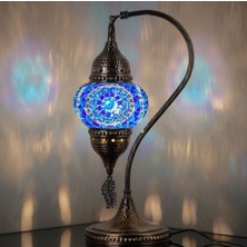 Otantik Türk Lambası,  Türk Fas Mozaik Masa Başucu Lambası, %100 El Işi, Deveboynu 40CM