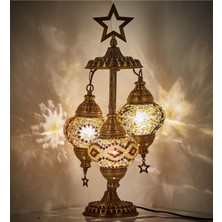 Türk Fas Mozaik 3'lü Masaüstü Dekor Lambası Otantik Grand Bazaar Körfez Ülkelerine Uyumlu G-Priz
