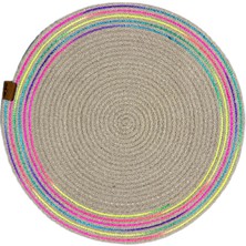 Veraura Lifestyle Decohandy 39CM Neon Renkli Şeritli Jüt Örme Supla Amerikan Servis