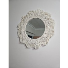 El Yapımı Cam Aynalı Büyük Boy Dekoratif Makrome