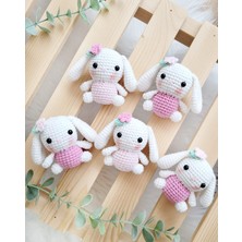 ilmekhobievi  Amigurumi Sevimli Uzun Kulak Tavşan Organic Oyuncak ve Anahtarlık 7 cm (1 Adet)