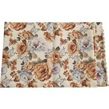 Dikdörtgen Dijital Baskı Kenarı Yakmalı Klasik Masa ve Piknik Örtüsü 150 x 220 cm  Bej