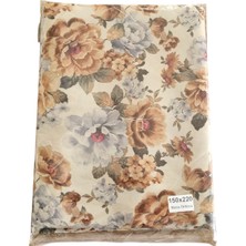 Dikdörtgen Dijital Baskı Kenarı Yakmalı Klasik Masa ve Piknik Örtüsü 150 x 220 cm  Bej