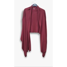 Silk Andcashmere S- M- L Uyumlu Bordo Triko Asimetrik Şal Hırka