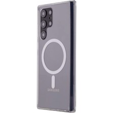  Samsung Galaxy S22 Ultra Kılıf Magsafe Kılıf Özellikli Mıknatıslı Kılıf  Şeffaf Silikon - Şeffaf