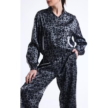 Leopar Desenli Bumber Ceket Pantolon Ikili Takım