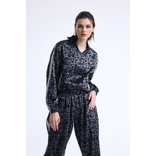 Leopar Desenli Bumber Ceket Pantolon Ikili Takım