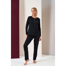 Pjs 26037 Kadın Gorgeous Patlı Biyeli Uzun Kol Pijama Takım
