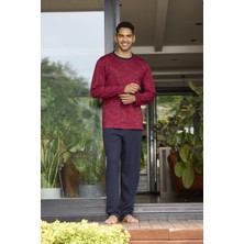 Kly 9130 Büyük Beden Erkek Bisiklet Yaka Uzun Kollu Pijama Takım