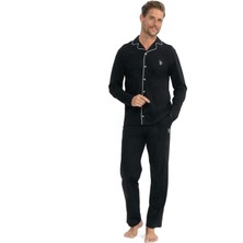 U.S. Polo Assn. Erkek Patlı Boydan Düğmeli Uzun Kol Kutulu Pijama Takımı