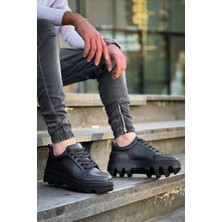 KB-056 Kuback Siyah Cilt Siyah Yüksek Taban Günlük Spor Ayakkabı