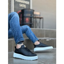 BA8104 Boa Yüksek Taban Siyah Cilt Bağcıklı Erkek Ayakkabı