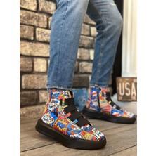 BA0142 Bantlı Erkek Yüksek Taban Popart Model Spor Bot