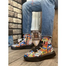 BA0142 Bantlı Erkek Yüksek Taban Popart Model Spor Bot
