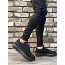 BA0302 Boa Kalın Taban Bağcıksız Tarz Casual Siyah Siyah Erkek Ayakkabı