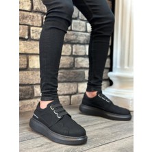 BA0302 Boa Kalın Taban Bağcıksız Tarz Casual Siyah Siyah Erkek Ayakkabı