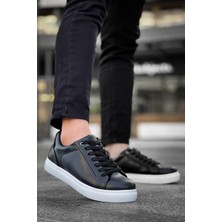 Kb-Bx1  Kuback Siyah Cilt Yüksek Beyaz Taban Günlük Erkek Ayakkabı