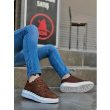 BA0548 Boa Kalın Yüksek Taban Taba Beyaz Bağcıklı Spor Erkek Ayakkabı