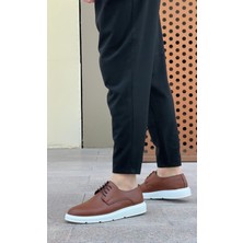BA0003 Bağcıklı Klasik Taba Beyaz Kalın Taban Casual Erkek Ayakkabı
