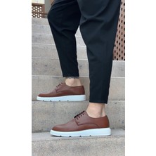 BA0003 Bağcıklı Klasik Taba Beyaz Kalın Taban Casual Erkek Ayakkabı