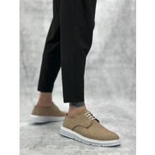 BA0003 Bağcıklı Klasik Spor Keten Hardal Beyaz Taban Casual Erkek Ayakkabı