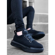 BA0160 Bantlı Erkek Yüksek Taban Siyah Spor Ayakkabı