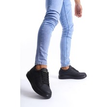 SLW151 Boost Bağcıklı Cilt Erkek Günlük Sneaker Ayakkabı Cst - Siyah