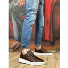 BA0348 Içi Dışı  Deri Bağcıklı Kahverengi Casual Erkek Ayakkabı