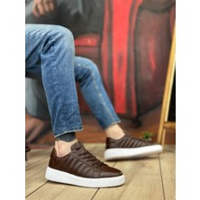 BA0348 Içi Dışı  Deri Bağcıklı Kahverengi Casual Erkek Ayakkabı