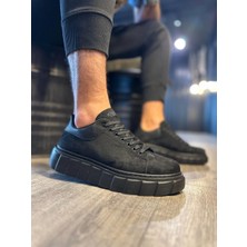 Knack Yüksek Taban Günlük Süet Ayakkabı 144  Siyah (Siyah Taban)