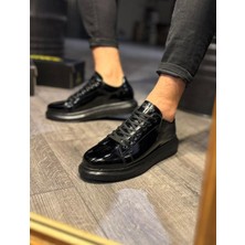 Knack Yüksek Taban Günlük Ayakkabı 044 Siyah Rugan (Siyah Taban)